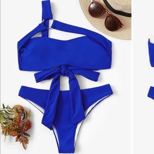 NWT One Shoulder Ring Cheeky Bikini Set Swimwear M